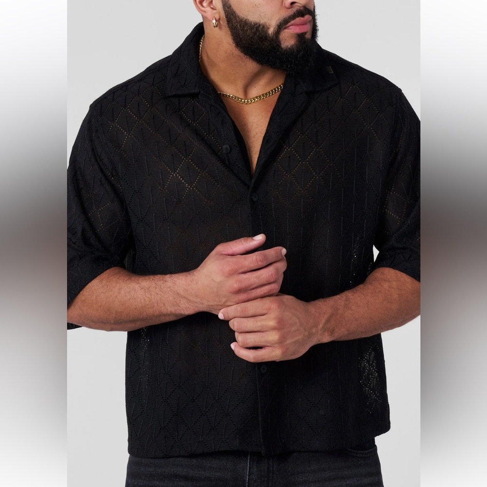 YoungLA‎ Men's Black Button Down Shirt Size Large